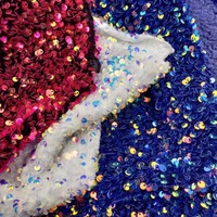 Haute qualité blanc Tulle velours tissu brillant réversible écailles de poisson broderie Sequin nouvelle conception garçons accessoires tissés