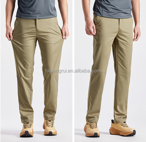 Pantalones largos para hombre, cintura elástica, tela ligera de verano, secado rápido, ajuste holgado, Frente plano, estilo recto, pantalones de negocios para hombre - Product Image 1