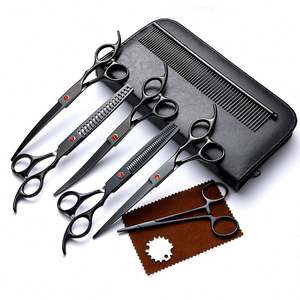 Kit de Tijeras de Peluquería Canina KingHon, con Punta Redonda de Seguridad, de Acero Inoxidable, para Recortar y Adelgazar el Pelo de Mascotas, con Tijeras Rectas y Curvas - Product Image 1