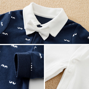 Ropa para Recién Nacidos, Moda para Bebés, 100% Algodón, Primavera/Otoño, Mono para Bebé Niño con Corbata de Lazo, Romper para Bebé, Venta al por Mayor - Product Image 4