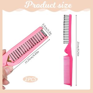Factory Wholesale Portable Folding Hair Comb Travel Detangling Hair Brush <b>Plastic</b> Anti-Static <b>Pocket</b> Comb for Women & Men - Product Image 2