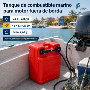 Tanque de Combustible Marino Portátil de 24L, 6 Puntos, 3 Galones, Marca LINDA, con Manguera de 3 Puntos, 1m, 8mm, para Yamaha - Product Image 2