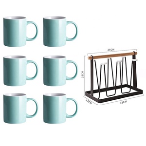 Vente en gros Cadeau promotionnel Tablewarwe Klein Tasse en céramique en porcelaine bleue Tasse à café avec support pour café ou cadeaux - Product Image 5