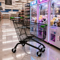 Chariot de courses en maille DIKA, chariot en acier galvanisé, poignée réglable, 4 roues, supermarché, épicerie, utilisation en intérieur