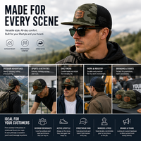 Casquette Trucker Camouflage Personnalisée avec Logo Brodé, 7 Panneaux, Visière Plate, Maille Respirante, Fermeture Snapback, pour Chasse, Pêche, Tactique, Extérieur