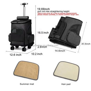 豪華で通気性のある取り外し可能なトロリーホイール付き犬猫ペットトラベルキャリアバッグペットバックパックバッグ犬猫用 - Product Image 4