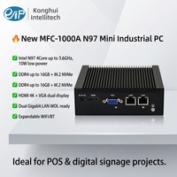 MFC-1000A PC encastré mural compact à faible consommation 10W N97, double LAN, DDR4 Max 16 Go, 4 ports USB 3.0, pour POS et affichage numérique, en stock