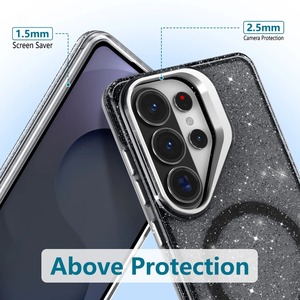 Nouveau support d'objectif en métal transparent avec paillettes brillantes pour coque <span class=keywords><strong>Magsafe</strong></span> pour <span class=keywords><strong>Samsung</strong></span> Galaxy S26 S25 S24 S23 <span class=keywords><strong>S22</strong></span> Ultra Plus S25FE, coque magnétique - Product Image 2
