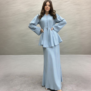 Bộ váy nữ gồm áo sơ mi xếp ly đơn hàng nút + chân váy dài ôm dáng, trang phục công sở, dự tiệc, đi làm, mùa hè, thanh lịch. - Product Image 1