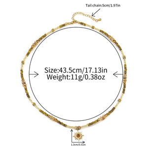 <span class=keywords><strong>Collana</strong></span> Placcata Oro 18k con Certificato REACH, Fai-da-Te con Perle di <span class=keywords><strong>Ambra</strong></span> Naturale e Ciondolo a Forma di Sole per Donne - Product Image 4