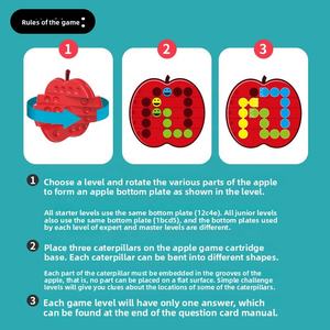 Caterpillar mange une pomme, jeu éducatif de logique et de concentration pour enfants, jeu éducatif à niveaux pour la maternelle, jouets créatifs - Product Image 4