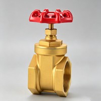 Válvula de Compuerta Manual de Latón Roscada NPT/BSPT de 1/2"-4" para Agua, Aceite y Gas con Vástago Ascendente y Volante Rojo para Tuberías Industriales y de Plomería