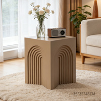Table basse en bois massif minimaliste arquée Fullsummer, piédestal décoratif créatif pour salon