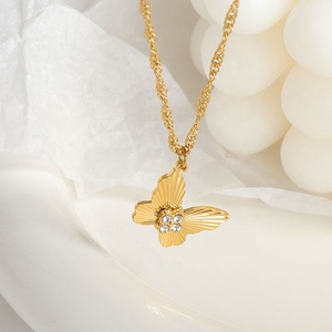 Collar con colgante de plata Popular <span class=keywords><strong>2022</strong></span> para niñas, collar de amistad con mejor amigo, abalorio de mariposa de acero inoxidable para fiestas - Product Image 3