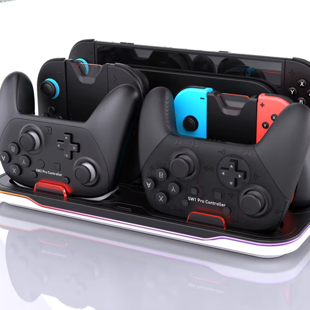 RGB Gaming Charging Station Joycon Grip Function Pro Controller Charging Multi Device Storage Charging Station