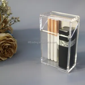 Estuche de cigarrillos con logotipo personalizado, estuche de cigarrillos de plástico acrílico, impermeable, con tarjeta de lápiz labial en el interior