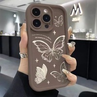 Coque antichoc tendance style Ins avec motif papillon rayé et couleurs bonbon pour iPhone 18 17 16 15 Pro Max 14 13 12 11