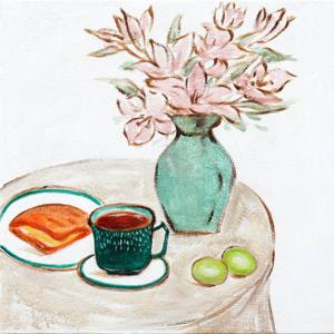 Tableau mural style moderne, peint à la main, nature morte, fleurs colorées, pour salle à manger, restaurant, salon - Product Image 2