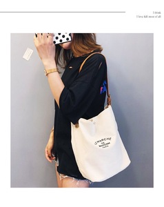 GOTS-Bolso de hombro de lona con mango de cuero, bolsa de mano oem sin Azo, parte inferior redonda, 4x4, color negro, para compras en la playa - Product Image 3