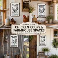 Pancarte en métal rétro « Rooster Chicken » – Décoration murale « Cluck Around and Find Out » pour ferme, poulailler et maison