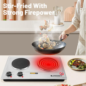 <span class=keywords><strong>Plaque</strong></span> chauffante <span class=keywords><strong>électrique</strong></span> tout usage 1500W <span class=keywords><strong>2</strong></span> brûleurs Surface en acier inoxydable Thermostat Double <span class=keywords><strong>plaque</strong></span> chauffante - Product Image 3