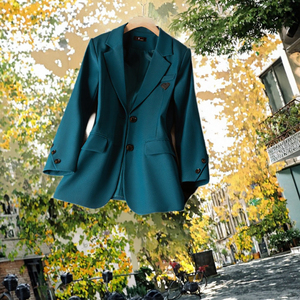 Women Two Piece <b>Blazer</b> and Pants <b>Set</b> Solid Color Long Sleeve Office Casual Wear Autumn Winter - Product Image 2