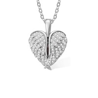 Collier pendentif cœur aile d'ange incrusté de zircon, breloque aile d'amour, bijoux de mode pour femme
