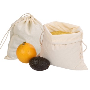 Reusable Organic Cotton Muslin Drawstring Bread and <b>Vegetable</b> <b>Bags</b> Washable Letter Pattern Folding Style for Produce Storage - Product Image 1