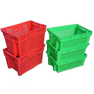 Wholesale Plastic Foldable Storage Basket with Lids Storage Boxes for Sale Plastic Transport Crates Stackable Round Trip Totes