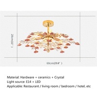 Lustres créatifs, lampe suspendue en cristal, branche de fleur rouge, luminaire LED pour la maison, salon, salle à manger