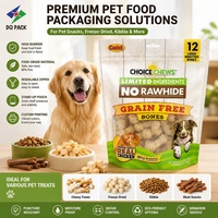 Sacs refermables en Mylar imprimés sur mesure pour les friandises pour animaux de compagnie, emballage alimentaire