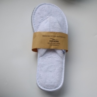 Chaussons d'hôtel jetables avec dessus en coton et semelle en EVA, styles à bout fermé/bout ouvert/tongs, pour les voyages, les spas et les compagnies aériennes