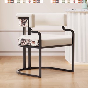 Luxury Modern Metal Nail Chair for Nail Bar or Hotel Reception <b>Light</b> Fabric <b>Makeup</b> Nail Salon Chair for Beauty Salons - Product Image 3
