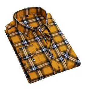 OEM/ODM camisas para New Arrival Fall Winter Clothes Men Long Sleeve Casual Botton Up Pocketed Men Plaid Flannel Shirt