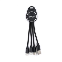 Cable de Carga LED 3 en 1 con Llavero, Regalo Premium |   Gadget Promocional con Logotipo Luminoso |   Cargador Portátil Universal