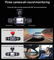 Caméra de tableau de bord de voiture à 3 objectifs, enregistreur de conduite Full HD 1080P avec vision nocturne, enregistrement en boucle, écran IPS 2,0 pouces, capteur G, facile à installer