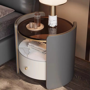 Table de <span class=keywords><strong>Chevet</strong></span> <span class=keywords><strong>Scandinave</strong></span> Moderne Simple de Luxe, Meuble de Rangement en Bois Massif et Panneau Rocher pour Chambre à Coucher - Product Image 2