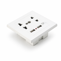 Prise murale USB à cinq trous avec deux ports USB, panneau de commutation, matériau en bronze phosphoreux, multifonctionnelle, compatible SDK, pour usage domestique
