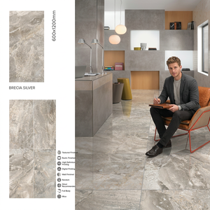 Azulejos de Porcelana con Aspecto de Mármol Brecia Ivory, 60x120cm, Brillantes, para Pisos y Paredes, para Proyectos de Interiores en Etiopía - Product Image 4