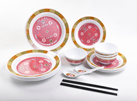 OEM Nouveau Service de Table en Mélamine 12 Pièces, Articles Ménagers Économiques avec Technique de Glaçage pour Usage Quotidien, Comprend Assiettes Plates et Bols