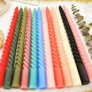 Colorful Twisted Spiral <b>Taper</b> Stick <b>Candle</b>-Smokeless Unscented for Halloween Christmas Weddings Bars Home Decor - Product Image 1