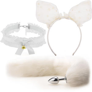 مجموعة ألعاب جنسية شرجية نسائية مثيرة قطيفة مع أجراس قلادة ذيل أرنب سدادة للأزواج - Product Image 6