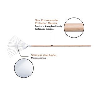 Dụng Cụ Làm Vườn Được Thiết Kế OEM/ODM Đầu Kẹp Đôi Mềm Bằng Thép Không Gỉ 16 Cây Cào Lá Tre Làm Vườn - Product Image 3