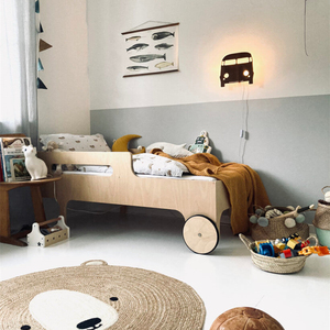 เตียงเด็กสไตล์รถแข่งโมเดิร์นแบบฟาร์มเฮาส์ไม้เนื้อแข็งสำหรับห้องนอนเด็ก - Product Image 2