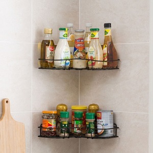 Étagère <span class=keywords><strong>d</strong></span>'<span class=keywords><strong>angle</strong></span> sans perçage pour salle de bain, support <span class=keywords><strong>mural</strong></span> triangulaire en métal pour shampoings, étagères triangulaires pour salle de bain - Product Image 5