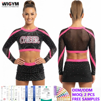 Uniformes de cheerleading personnalisés pour jeunes filles, sublimation, strass, fabricant OEM, faible MOQ, conception gratuite, vêtements pour équipes scolaires et clubs
