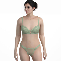 Ensemble de lingerie sexy en dentelle pour femme de haute qualité avec strass et soutien-gorge à armatures boutonné, grande taille, sans couture, doux