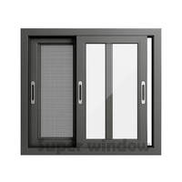 Ventana Corredera de Vidrio con Malla para Balcón o Patio Exterior, con Marco de Aluminio de Doble Acristalamiento, Aislamiento Térmico y Acústico, Modelo AOSTTER AS2047