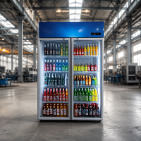 Réfrigérateur vertical commercial 850L à 2 portes, refroidissement direct et par air, dégivrage automatique, haute qualité, pour boissons