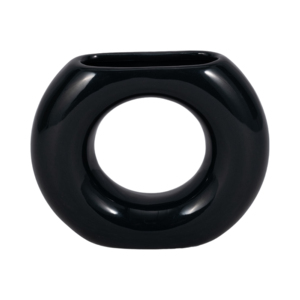 Vaso in ceramica a forma di ciambella, nero, decorazione moderna per soggiorno, camera da letto, ufficio, design d'interni per la casa - Product Image 1